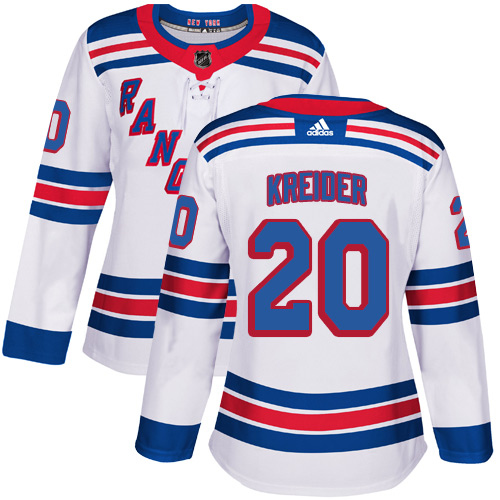 Adidas Rangers #20 Chris Kreider White Road Authentic Women's Stitched NHL Jersey